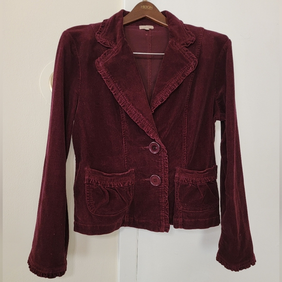Sashimi Corduroy Jacket Button Maroon Dark Wine Red Burgundy Y2K 2000 - Picture 3 of 7